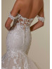 Lace Tulle Tiered Princess Wedding Dress With Detachable Straps